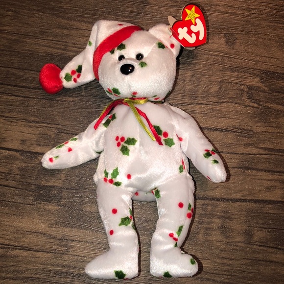 TY Beanie Baby 1998 Holiday Teddy - RETIRED - With Tag Protector and case - Picture 1 of 7